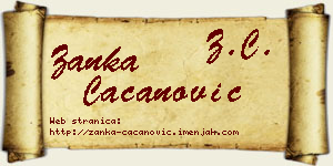 Žanka Cacanović vizit kartica